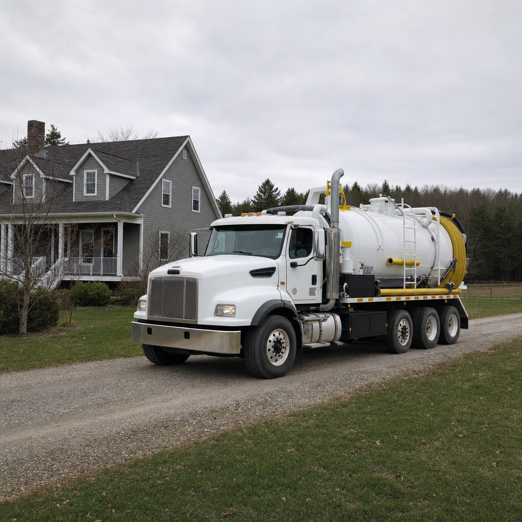 Septic vacuum truck arriving at a West Jordan home for same-day emergency service